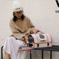 HKM-3426621 Portable Breathable Pet Backpack in Canvas for Cats and Small Dogs - Available in Small and Large Sizes