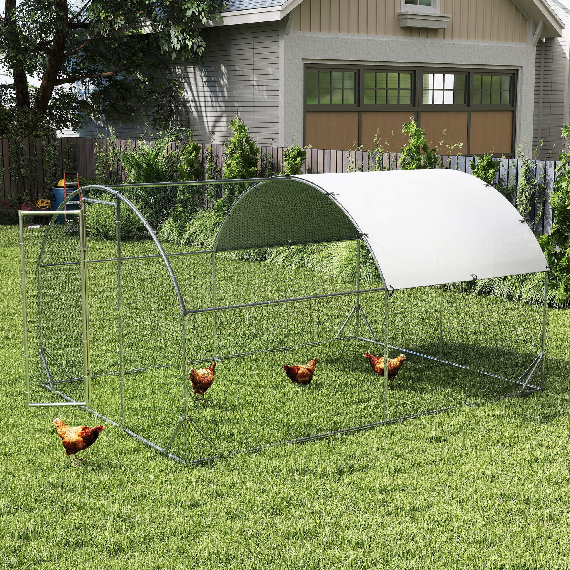 HKM-3428029 Extra-Large Chicken Coop with Waterproof Roof and UV Protection - Secure Run for Poultry and Small Animals
