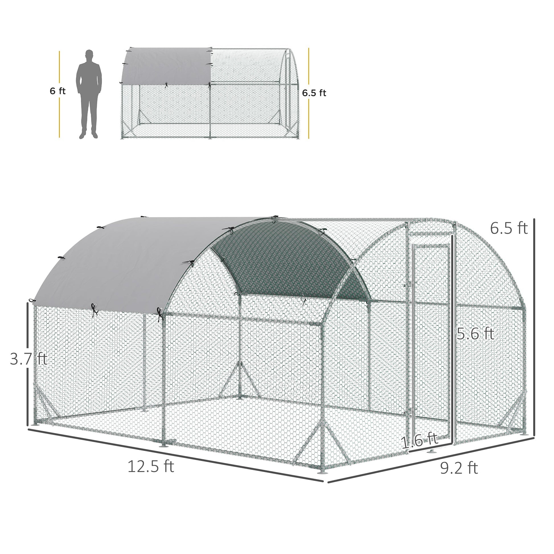 HKM-3428029 Extra-Large Chicken Coop with Waterproof Roof and UV Protection - Secure Run for Poultry and Small Animals