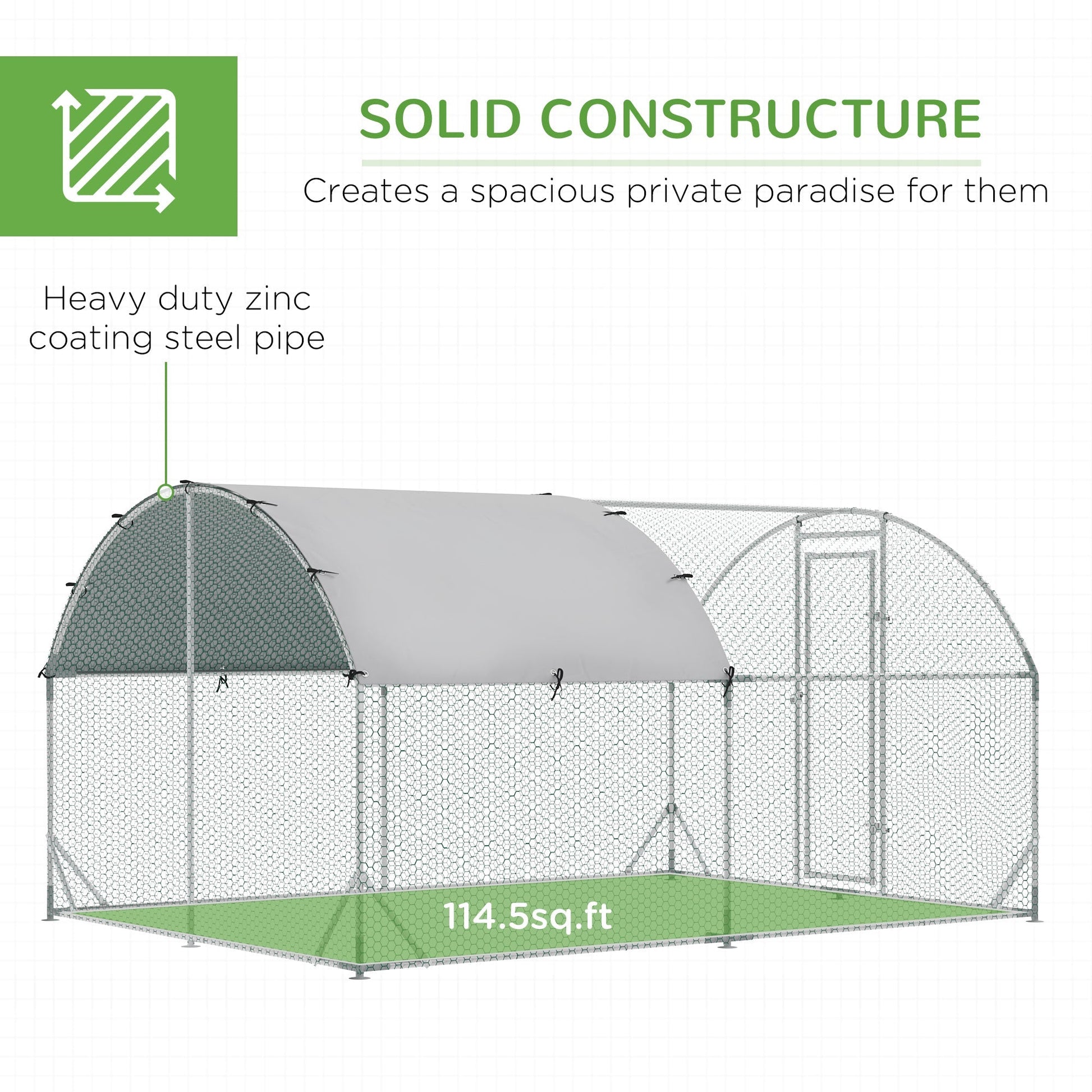 HKM-3428029 Extra-Large Chicken Coop with Waterproof Roof and UV Protection - Secure Run for Poultry and Small Animals