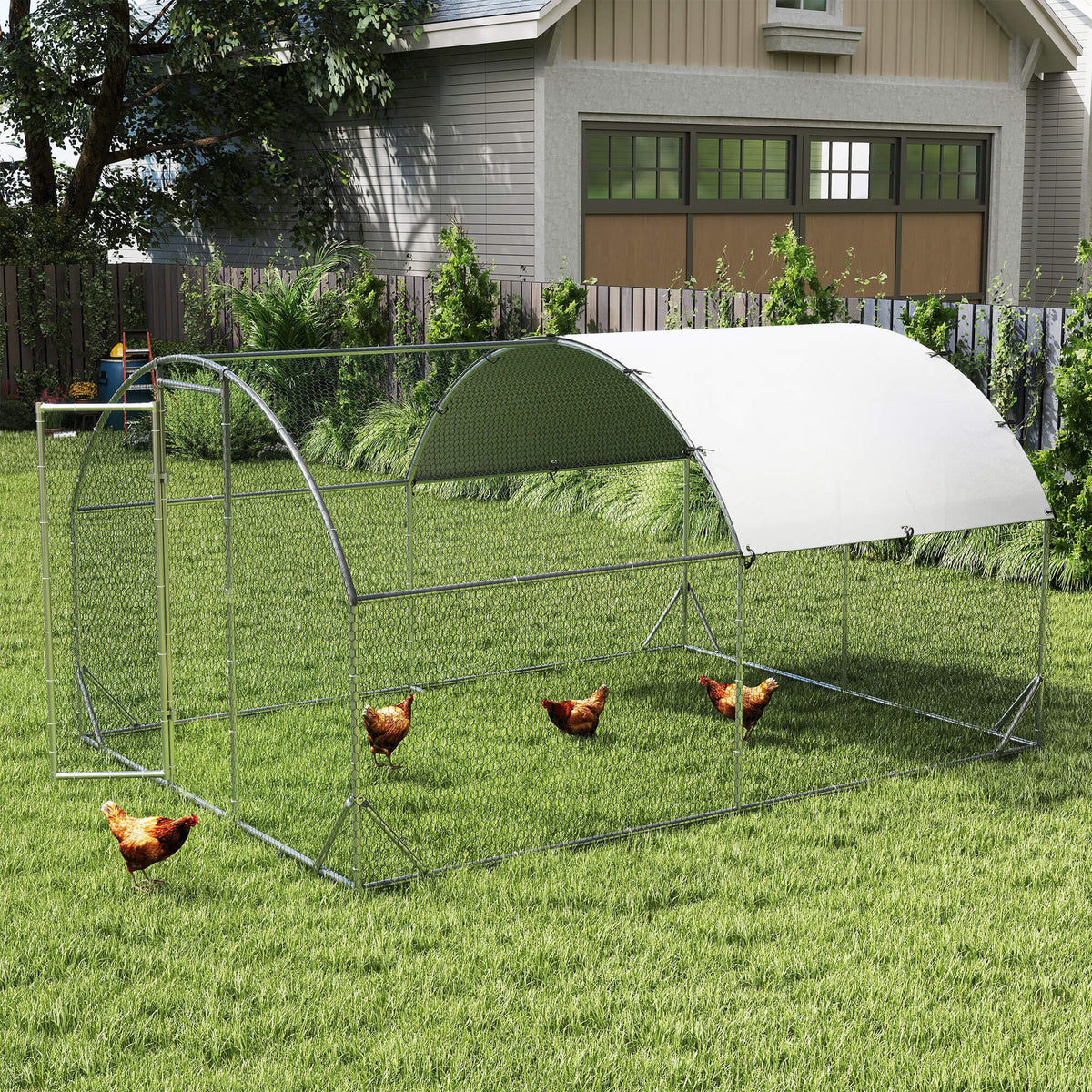 HKM-3428029 Extra-Large Chicken Coop with Waterproof Roof and UV Protection - Secure Run for Poultry and Small Animals