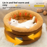 HKM-3428413 Cozy Thickened Round Pet Bed for Dogs - Brown or Gray, Small & Large Sizes Available