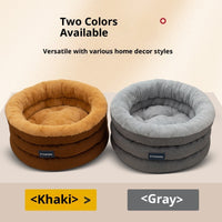 HKM-3428413 Cozy Thickened Round Pet Bed for Dogs - Brown or Gray, Small & Large Sizes Available