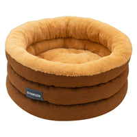HKM-3428413 Cozy Thickened Round Pet Bed for Dogs - Brown or Gray, Small & Large Sizes Available