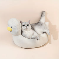 HKM-3428541 Duck Shape Fluffy Pet Bed Sofa for Small Dogs and Cats - Soft Polyester Sleeping Nest for All Seasons