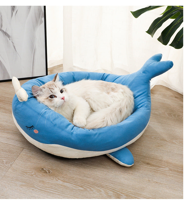 HKM-3428541 Duck Shape Fluffy Pet Bed Sofa for Small Dogs and Cats - Soft Polyester Sleeping Nest for All Seasons