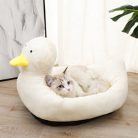 HKM-3428541 Duck Shape Fluffy Pet Bed Sofa for Small Dogs and Cats - Soft Polyester Sleeping Nest for All Seasons