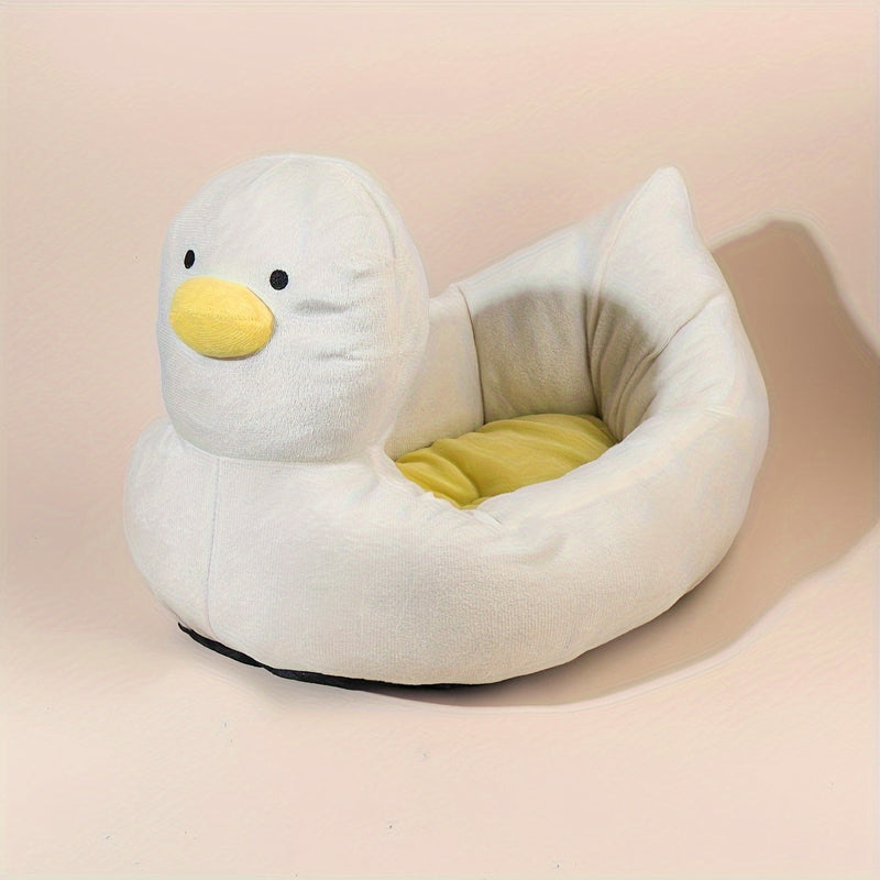 HKM-3428541 Duck Shape Fluffy Pet Bed Sofa for Small Dogs and Cats - Soft Polyester Sleeping Nest for All Seasons