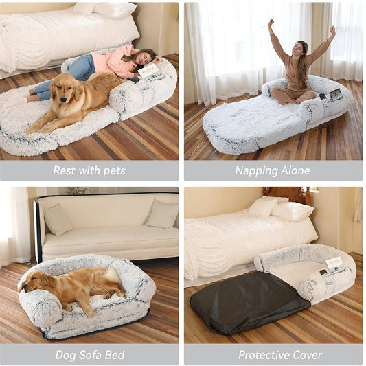 HKM-3428797 Removable and Washable Human Pet Sofa Doghouse Bed in Light and Dark Gray, 6XL Size