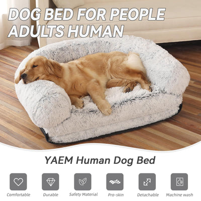 HKM-3428797 Removable and Washable Human Pet Sofa Doghouse Bed in Light and Dark Gray, 6XL Size
