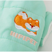 HKM-3428925 Cozy Quilted Pet Jumpsuit for Medium Dogs with Removable Caps in Brown and Mint