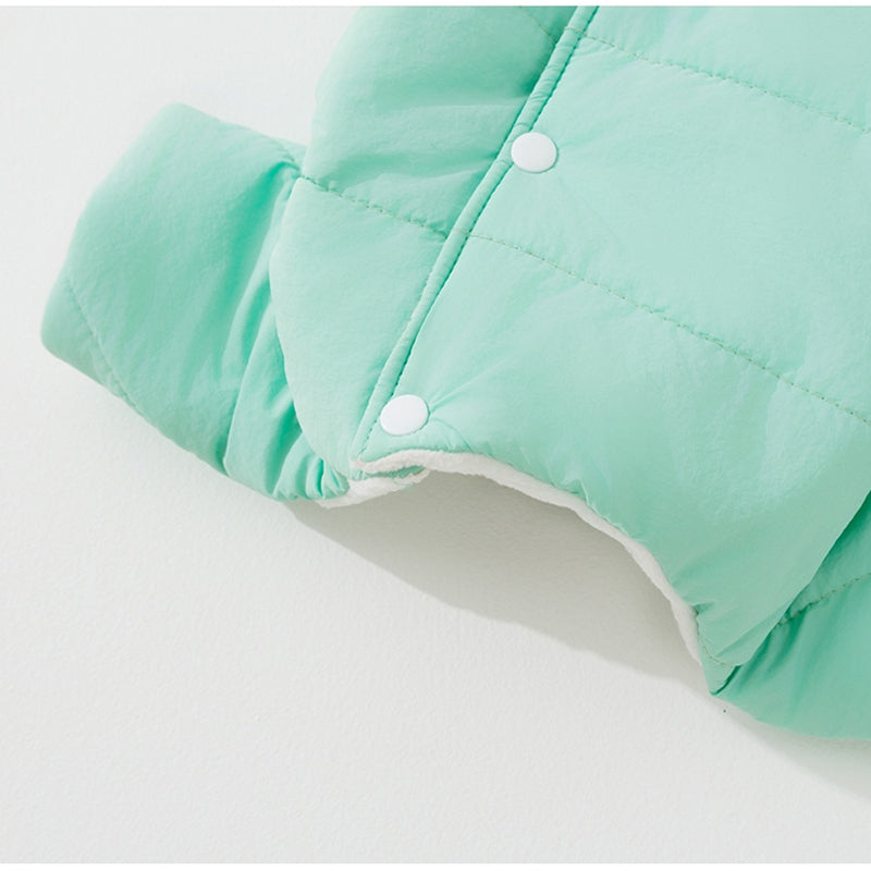 HKM-3428925 Cozy Quilted Pet Jumpsuit for Medium Dogs with Removable Caps in Brown and Mint
