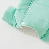 HKM-3428925 Cozy Quilted Pet Jumpsuit for Medium Dogs with Removable Caps in Brown and Mint