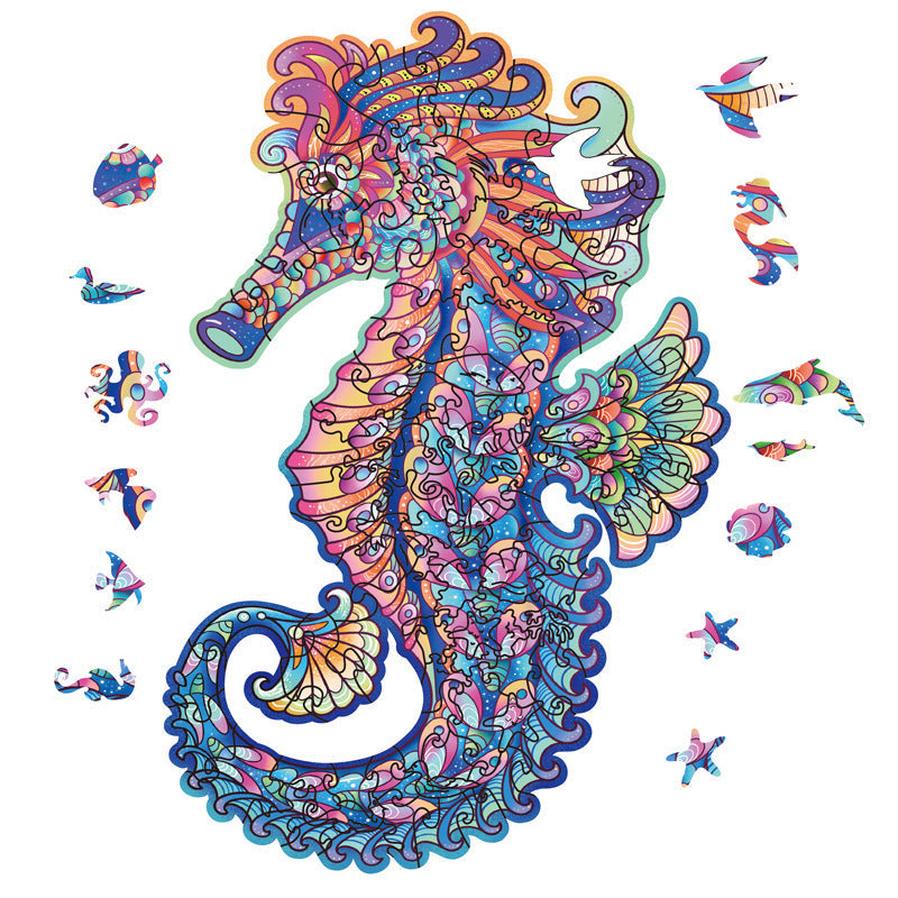 HKM-343123 Three-Dimensional Irregular Wooden Seahorse Puzzle for Youth Ages 15-35