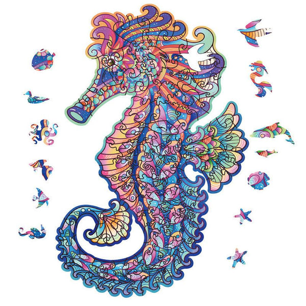 HKM-343123 Three-Dimensional Irregular Wooden Seahorse Puzzle for Youth Ages 15-35