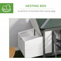 HKM-3433789 77" Wooden Chicken Coop with Nesting Box and Removable Tray for Backyard Flock Care