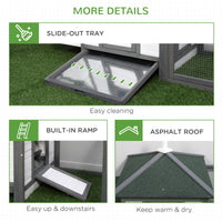 HKM-3433789 77" Wooden Chicken Coop with Nesting Box and Removable Tray for Backyard Flock Care