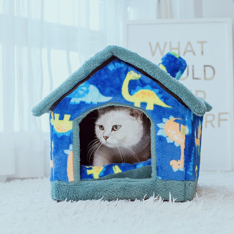 HKM-3434173 Cozy Four Seasons Plush Pet House for Dogs and Cats in Various Colors