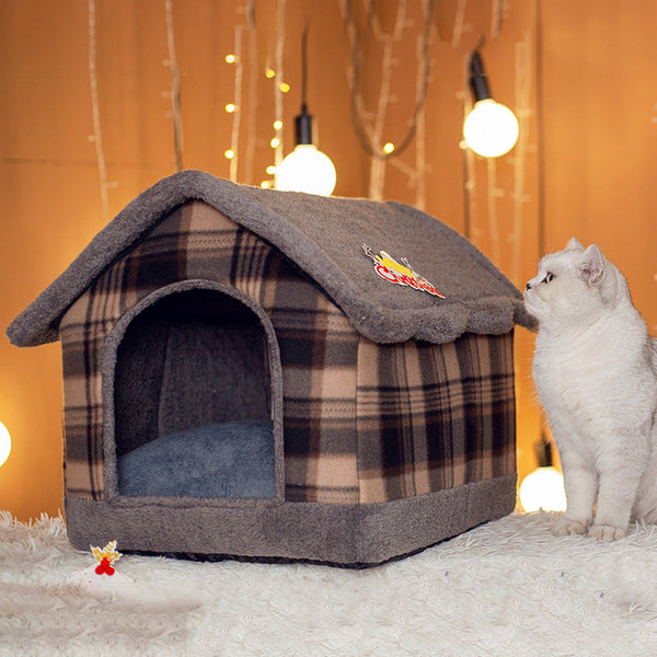 HKM-3434173 Cozy Four Seasons Plush Pet House for Dogs and Cats in Various Colors