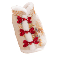 HKM-3434685 Traditional Chinese Knot Pet Vest with Faux Fur Trim for Lunar New Year Celebrations