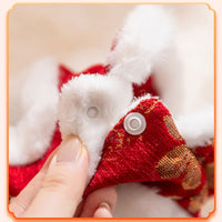HKM-3434685 Traditional Chinese Knot Pet Vest with Faux Fur Trim for Lunar New Year Celebrations