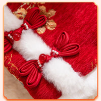HKM-3434685 Traditional Chinese Knot Pet Vest with Faux Fur Trim for Lunar New Year Celebrations