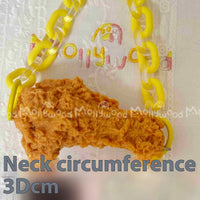 HKM-3435709 Golden Chicken Leg Headband with Tomato Sauce & Simulated Necklace for Pets