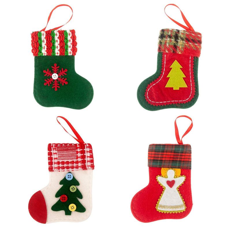 HKM-343571 Creative Christmas Socks Decoration Charms - Set of 4 Non-Woven Fabric Pendants