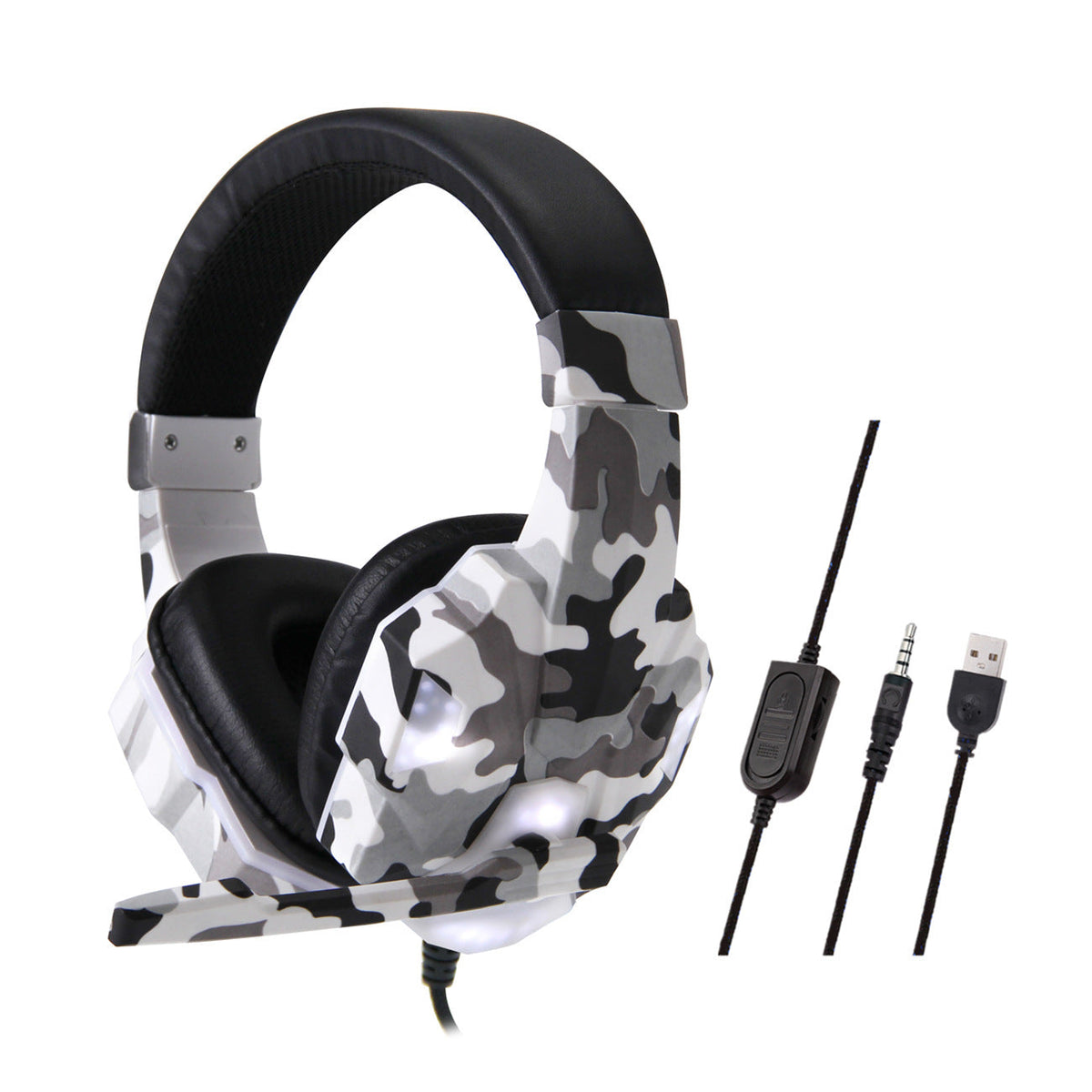 HKM-343635 Camouflage Wireless Headset Earphone with Microphone and 3.5mm Plug
