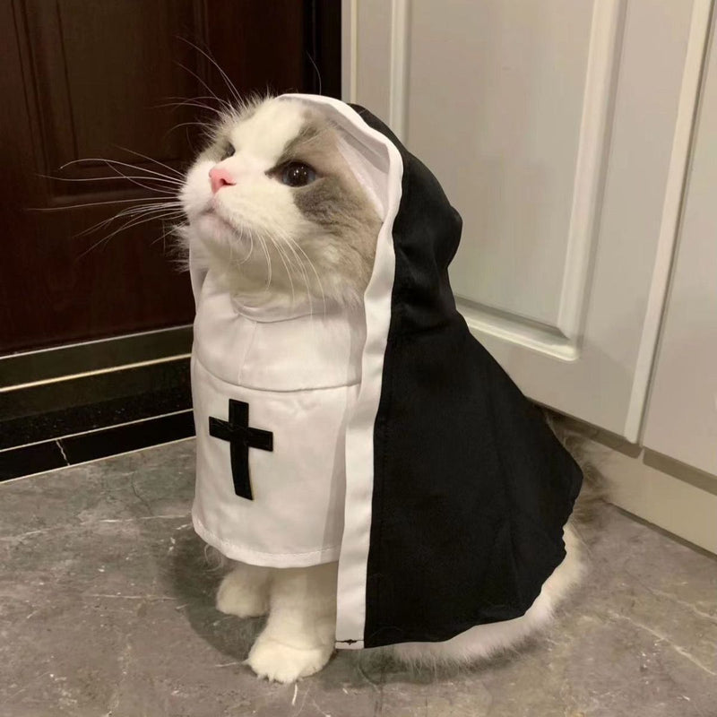 HKM-3437373 Nun Dog Costume for Small to Medium Dogs - Halloween Cloak Outfit for Pets