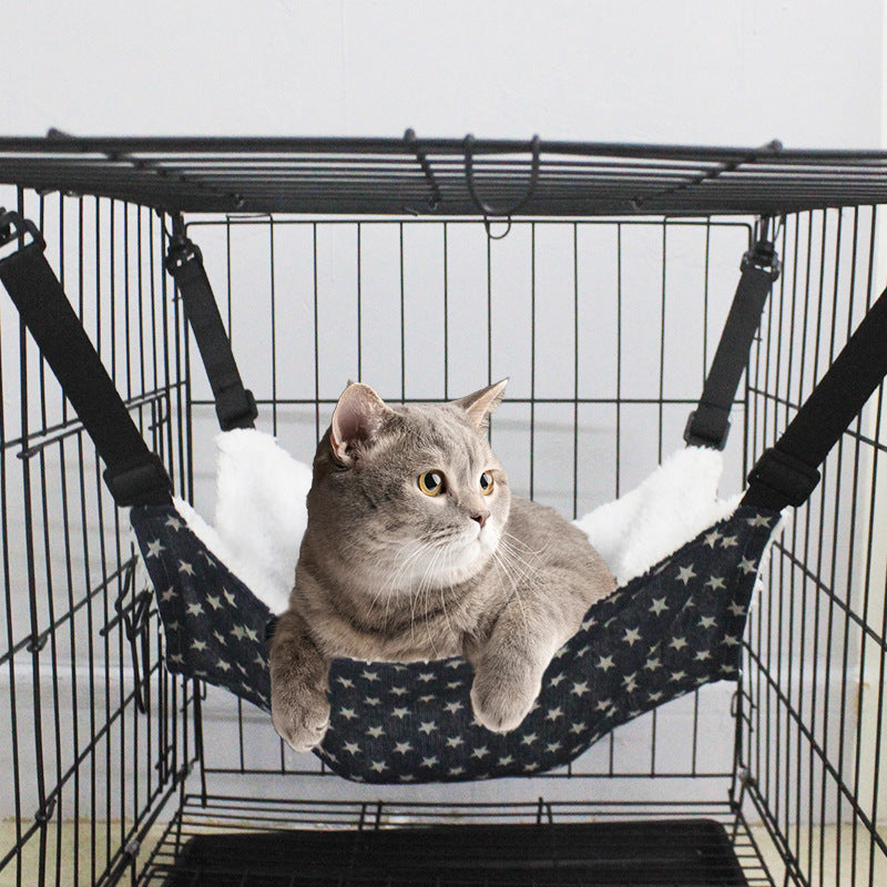 HKM-3437501 Cozy Adjustable Hammock Bed for Cats - Durable Indoor Pet Hanging Seat with Plush Winter Option