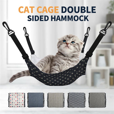HKM-3437501 Cozy Adjustable Hammock Bed for Cats - Durable Indoor Pet Hanging Seat with Plush Winter Option