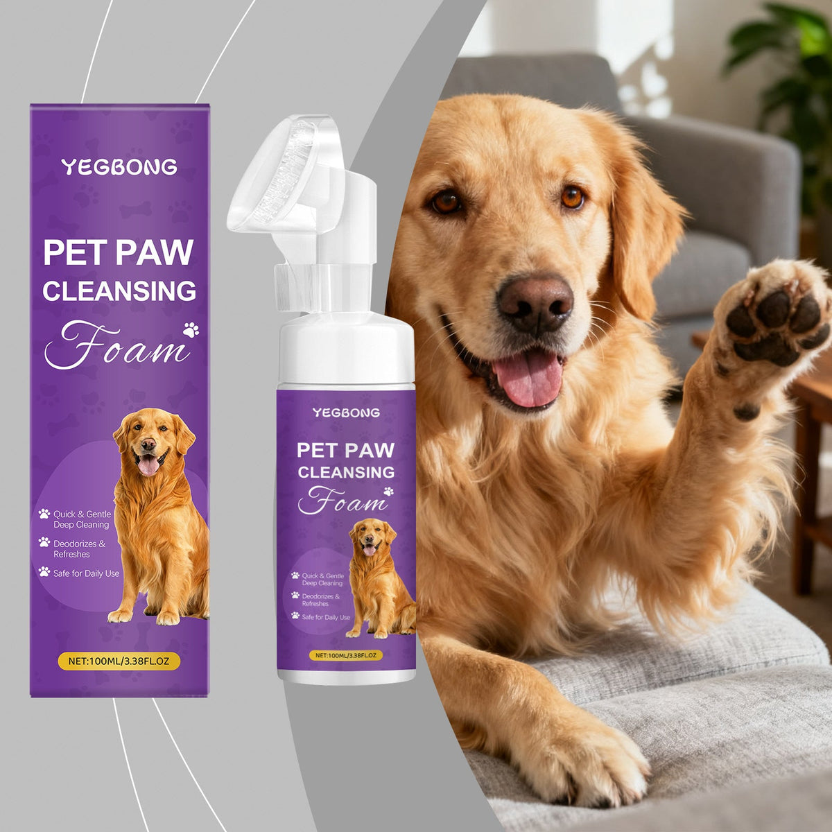 HKM-3437757 Pet Paw Cleansing Foam with Strawberry Extract for Gentle Cleaning