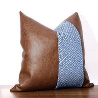 HKM-343827 American Style PU and Cotton Sofa Cushion Pillowcase - 45x45cm