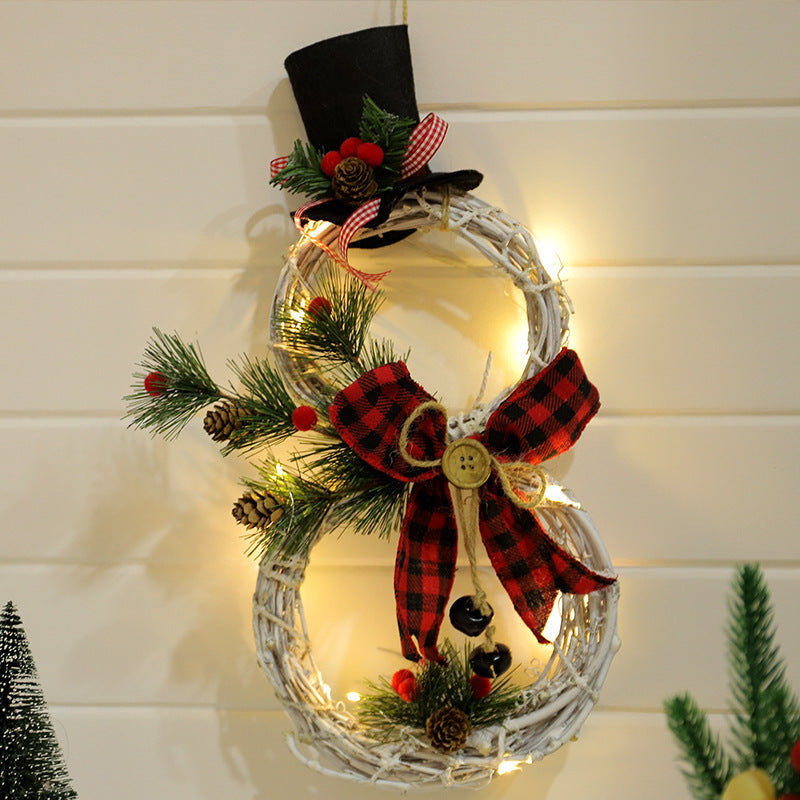 HKM-343891 Christmas Wreath Pendant LED Garland - 40x21cm Polyester Decor for Homes and Businesses