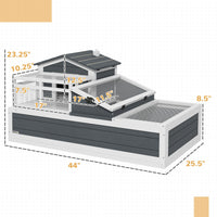 HKM-3439549 3-Room Tortoise Habitat with Balcony, 2 Stories, 44" x 25.5" x 23", Gray Finish