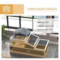 HKM-3439549 3-Room Tortoise Habitat with Balcony, 2 Stories, 44" x 25.5" x 23", Gray Finish