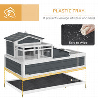 HKM-3439549 3-Room Tortoise Habitat with Balcony, 2 Stories, 44" x 25.5" x 23", Gray Finish