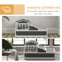 HKM-3439549 3-Room Tortoise Habitat with Balcony, 2 Stories, 44" x 25.5" x 23", Gray Finish