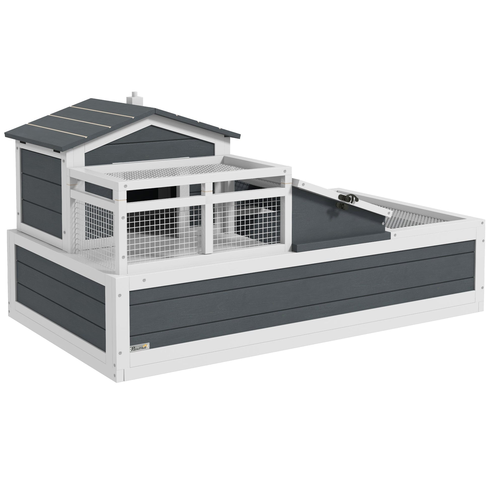 HKM-3439549 3-Room Tortoise Habitat with Balcony, 2 Stories, 44" x 25.5" x 23", Gray Finish
