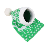 HKM-3440061 Warm Knitted Pet Hat with Snowflake Elk Print for Dogs and Cats, Perfect for Christmas and Halloween