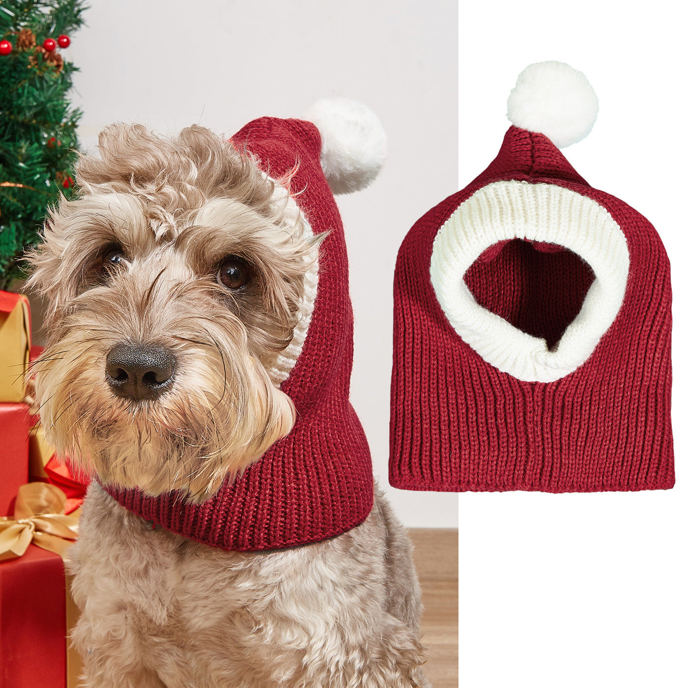 HKM-3440061 Warm Knitted Pet Hat with Snowflake Elk Print for Dogs and Cats, Perfect for Christmas and Halloween