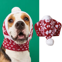 HKM-3440061 Warm Knitted Pet Hat with Snowflake Elk Print for Dogs and Cats, Perfect for Christmas and Halloween
