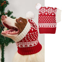HKM-3440061 Warm Knitted Pet Hat with Snowflake Elk Print for Dogs and Cats, Perfect for Christmas and Halloween