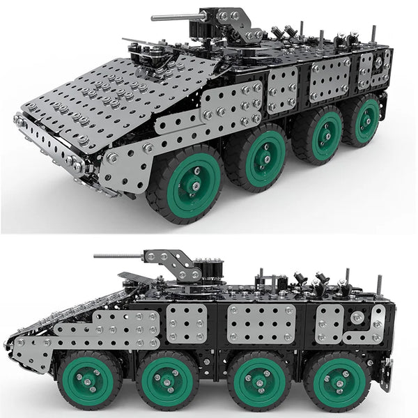 HKM-344019 Metal Military Armored Car Model Kit - 797 PCS Stainless Steel 3D Construction Puzzle Toy for Ages 8 and Up