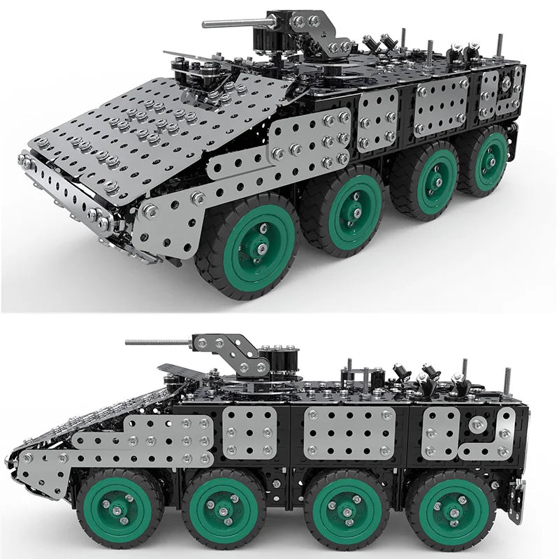 HKM-344019 Metal Military Armored Car Model Kit - 797 PCS Stainless Steel 3D Construction Puzzle Toy for Ages 8 and Up