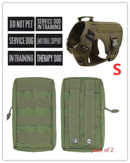 HKM-3441341 Adjustable German Shepherd Tactical Dog Harness with Heavy-Duty Nylon, Pockets, and Metal Clips
