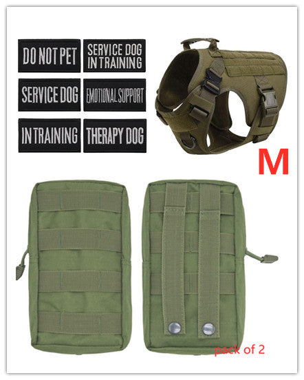 HKM-3441341 Adjustable German Shepherd Tactical Dog Harness with Heavy-Duty Nylon, Pockets, and Metal Clips