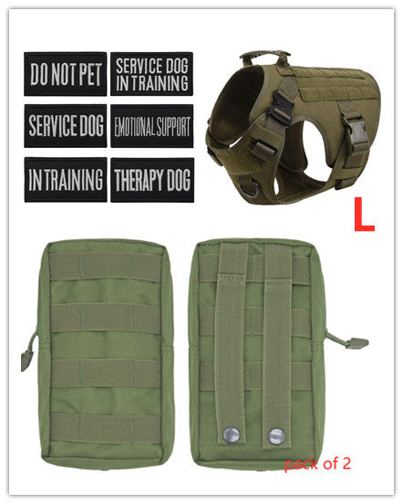 HKM-3441341 Adjustable German Shepherd Tactical Dog Harness with Heavy-Duty Nylon, Pockets, and Metal Clips