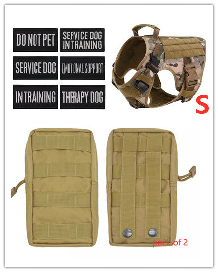 HKM-3441341 Adjustable German Shepherd Tactical Dog Harness with Heavy-Duty Nylon, Pockets, and Metal Clips
